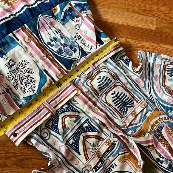 FARM Rio Cerrado Short-Sleeve Belted Linen Mini Dress Size Large NWT - Picture 11 of 15